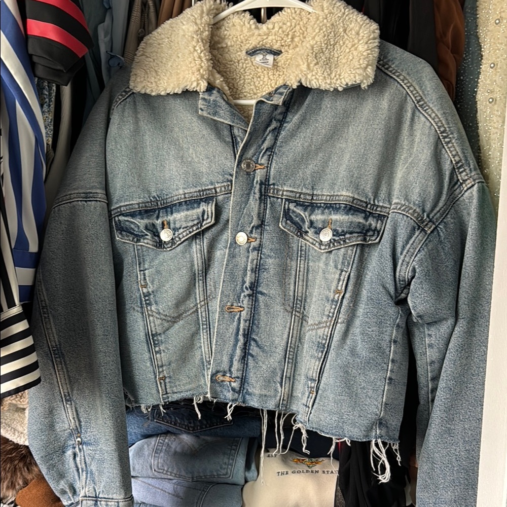 H&M Denim Sherpa-Lined Jacket